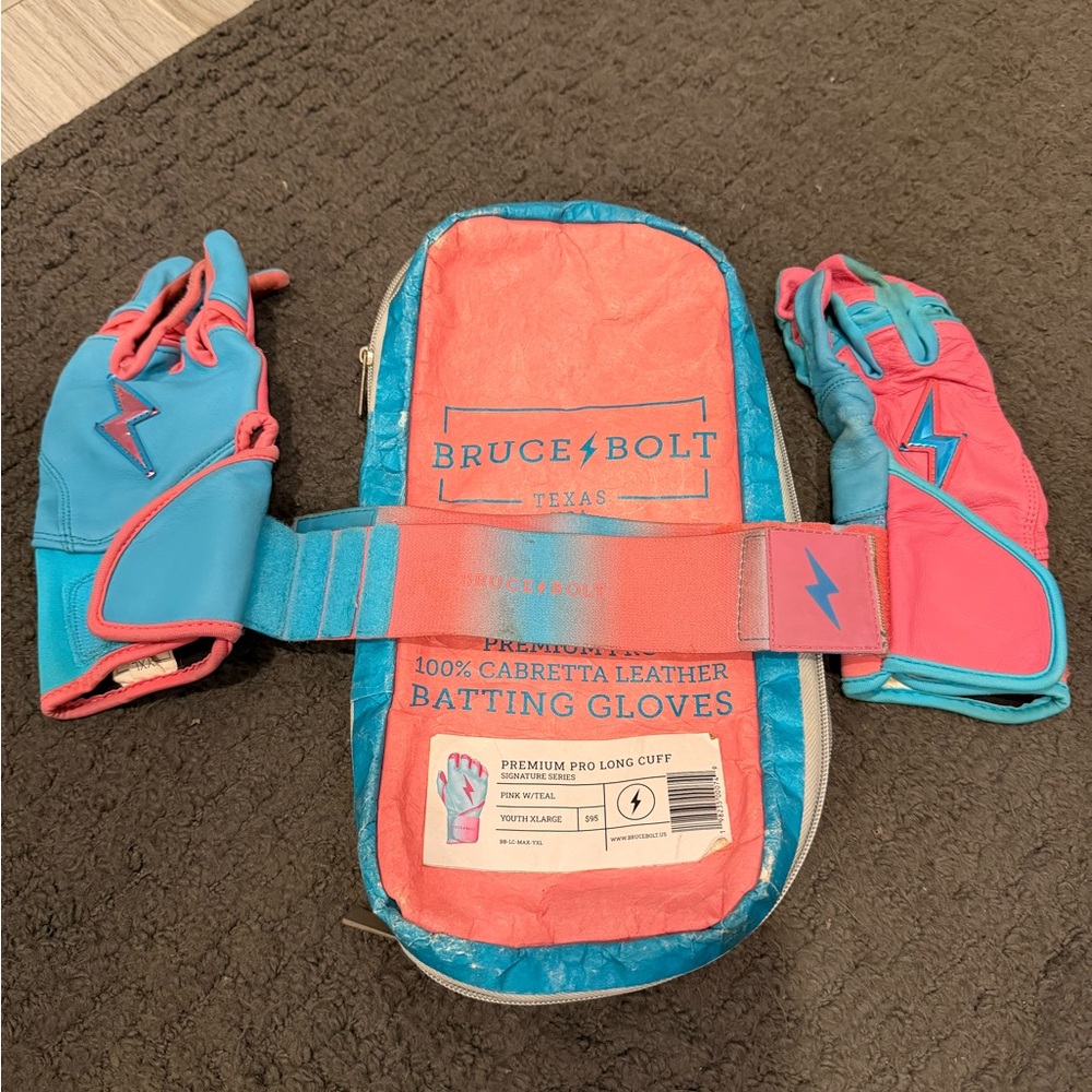 Bruce Bolt Batting Gloves with Case - Youth XL
